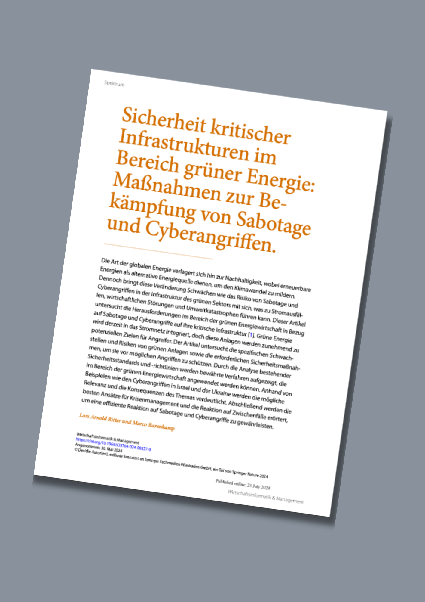 Sicherheit kritischer Infrastrukturen im Bereich grüner Energie: Maßnahmen zur Be-kämpfung von Sabotage und Cyberangriffen